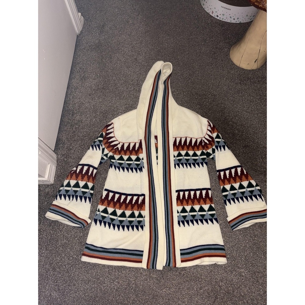 Vintage Queens Way To Fashion Sweater Womens Medium Hooded‎ Aztec Cardigan 80s